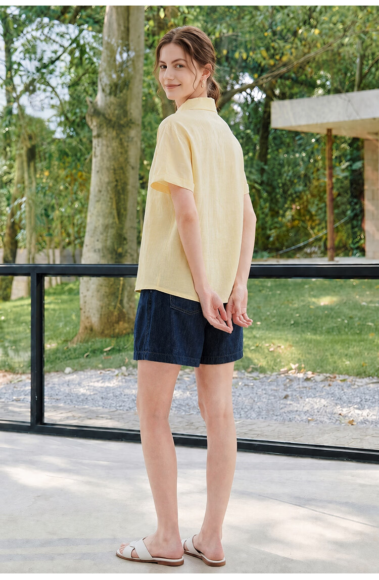 INMAN Tencel Linen Commuter Lightweight Short Sleeve Shirt Summer 2026 Women's Cardigan Glacier Pink L 22