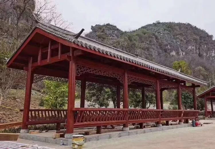 凉亭 户外长廊别墅花园庭院中式组装实木仿古防腐木组装古建凉亭小