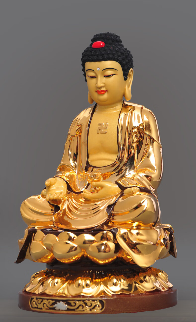 意策高端轻奢台湾纯铜鎏金金阿弥陀佛佛像佛教堂居家供奉西方三圣佛像