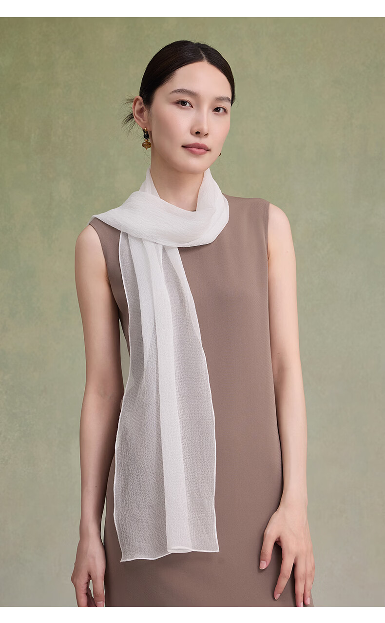 Shanghai Story Women's 100% Mulberry Silk Solid Color Pearl Yarn Long Scarf Chiffon Shawl Valentine's Day Gift for Girlfriend 18
