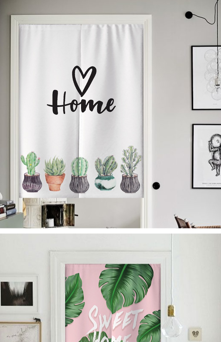 布门帘短款北欧布艺门帘隔断帘卧室半帘卫生间遮挡风水帘装饰布帘免