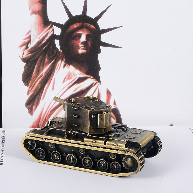 苏联kv2重型坦克1/72金属成品模型摆件车载饰品居家摆件 古铜色【图片