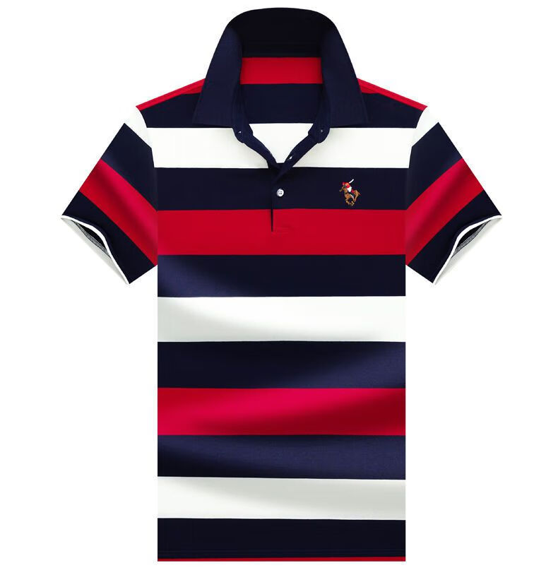 美国保罗旗舰店官方纯棉polo衫拼色宽条纹保罗t恤翻领中青年夏季大码