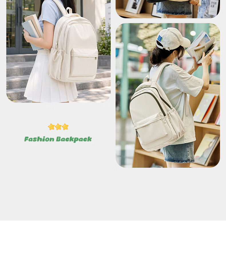 Landcase Backpack for Middle School Girls, High School and College Students, Stylish Campus Shoulder Bag, Unisex Laptop Backpack 1606 Light Green 21