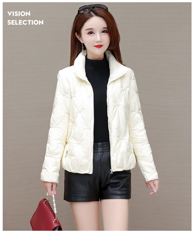 梦特娇时尚女装高端小个子轻薄白色羽绒服短款冬天2022年新款女款时尚