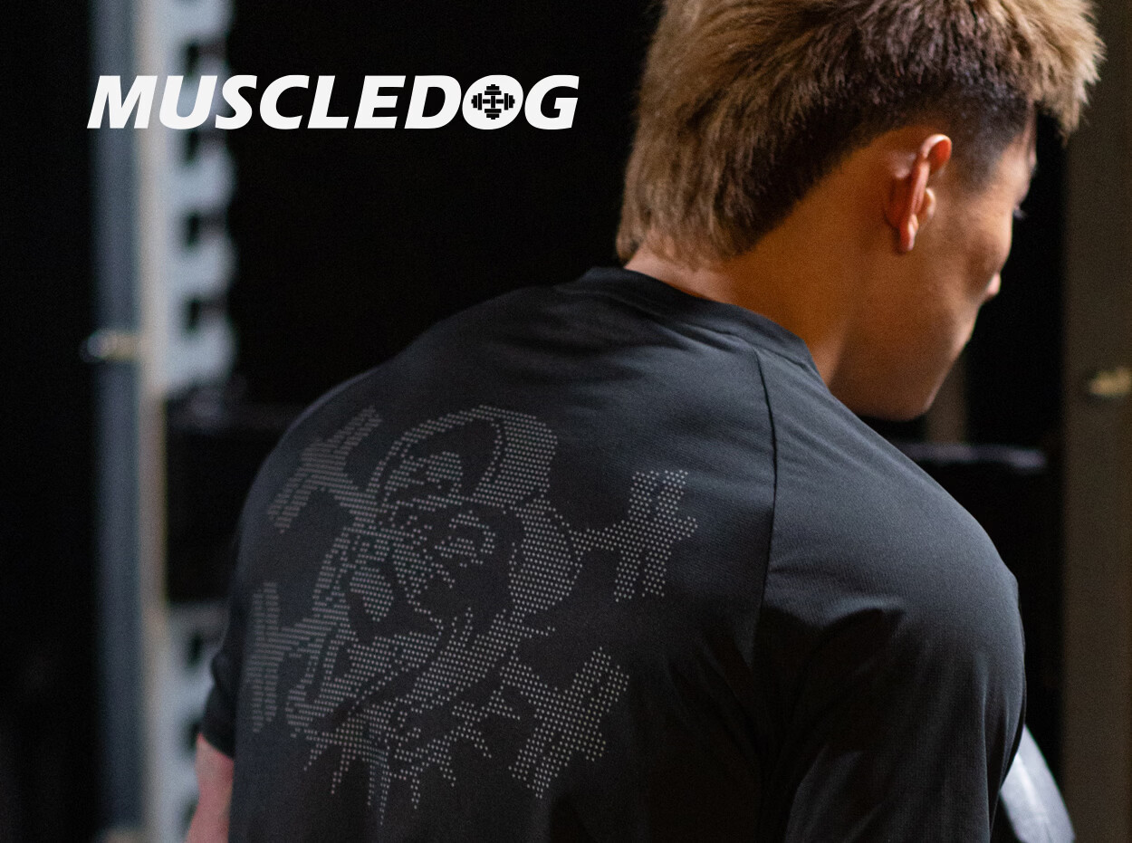MUSCLE DOG Hidden Wings Men's Sports T-Shirt 2026 New Pixel Dog Head Training Short Sleeve Gym Top 1