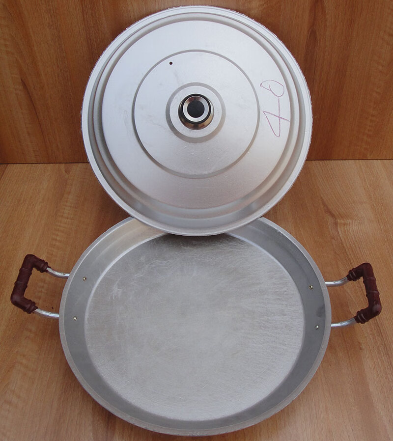 老式传统铸造铝鏊子铝煎锅铝平锅家用加厚燃气煤炉烙饼双耳锅 37厘米