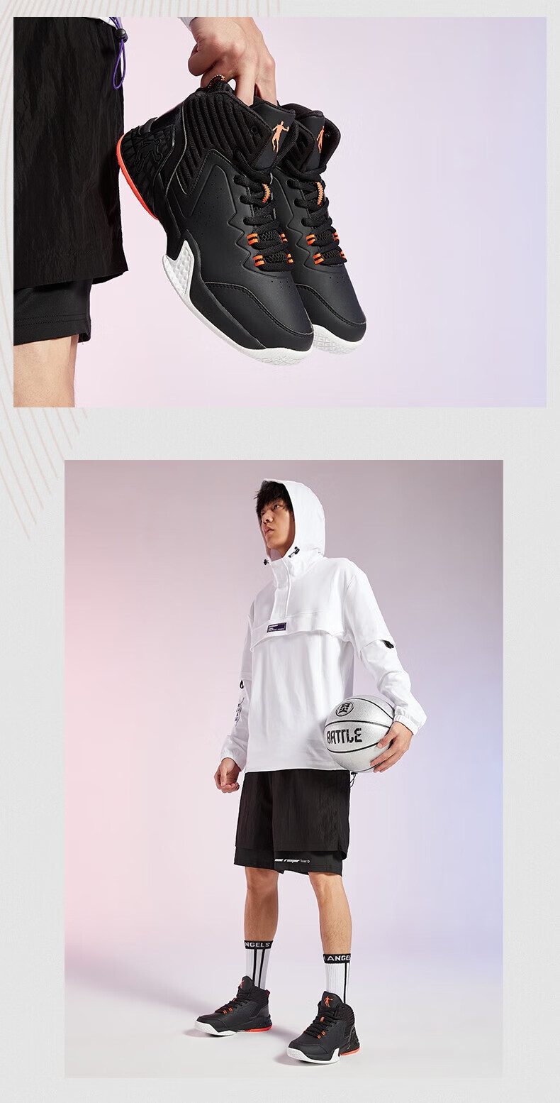 QIAODAN Men's Basketball Shoes, Shock-Absorbing, Wear-Resistant, Breathable Mesh Upper, Low-Top Student Sports Sneakers for Summer 16