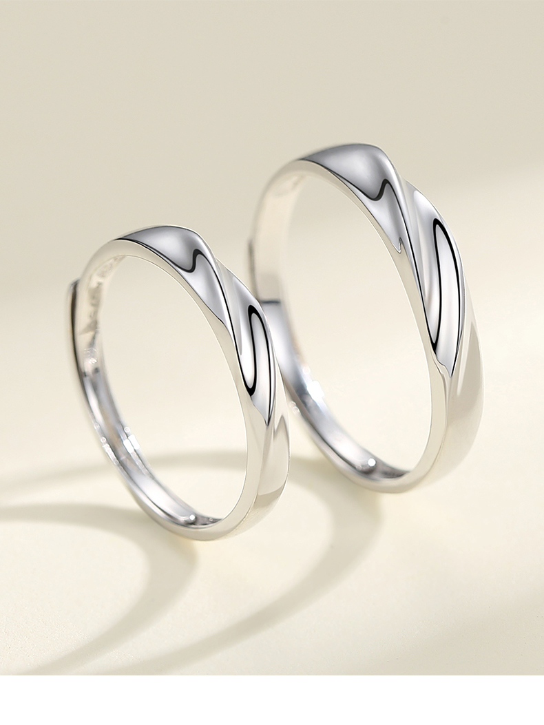 戒指一对纯银简约男女款结婚对戒异地日式轻奢网红 简单爱【一对价,活