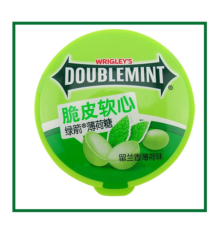箭牌 绿箭薄荷糖 脆皮软心 480g 整盒装 6瓶 休闲充气糖果 原味薄荷味