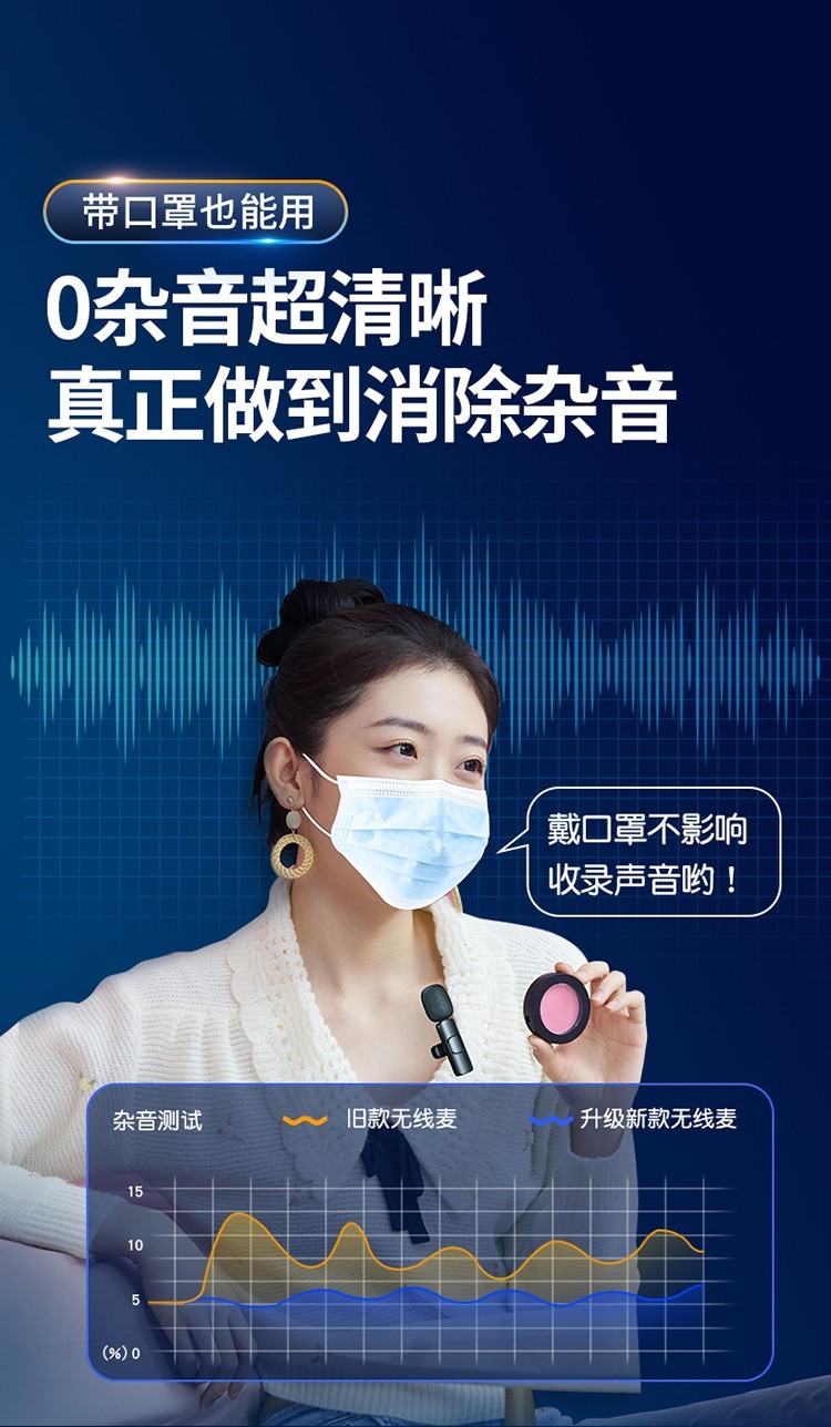无线麦克风领夹式收音器录音降噪蓝牙话筒主播网红吃播快手直播抖音短