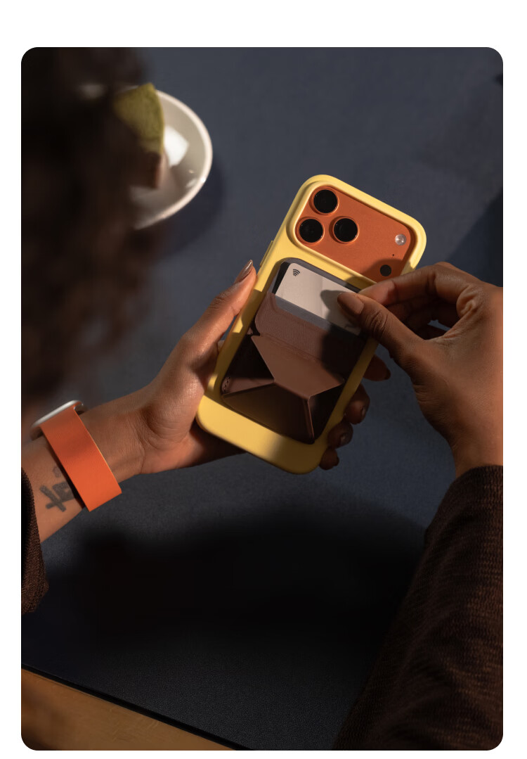 Moft Magnetic Phone Stand for iPhone 17/16/15 ProMax Card Holder Edge Version Apple 14 Desktop Wireless Charging Selfie MagSafe California Orange GEN4 6
