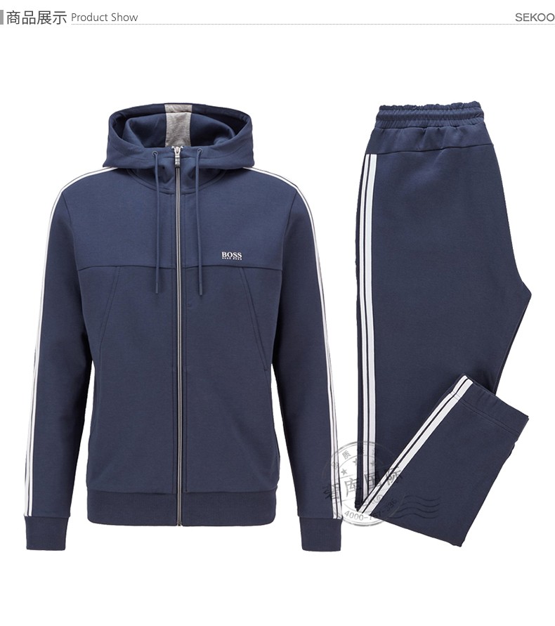 hugo boss雨果博斯男士连帽条纹图案运动休闲套装tracksuitset2 4538