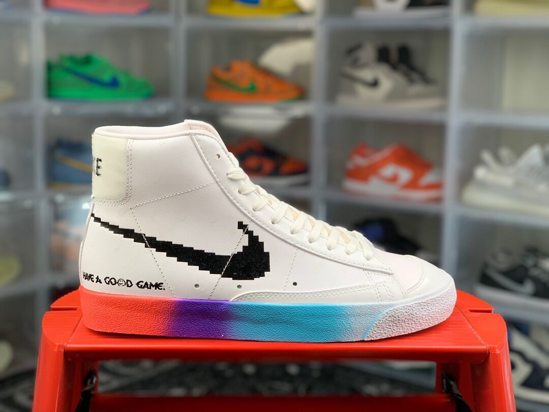 耐克新开拓者高帮电玩像素男女板鞋上海限定双钩反光时尚运动鞋 开拓