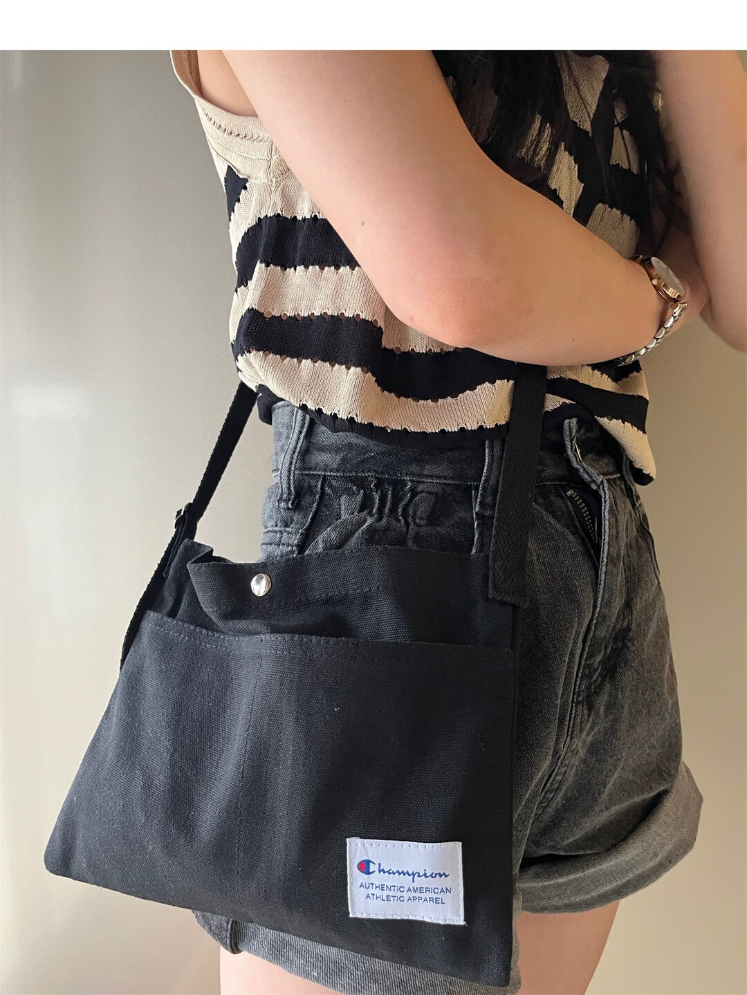 2022新款champion冠军帆布包夏日系大容量手提学生白色单肩文艺慵懒