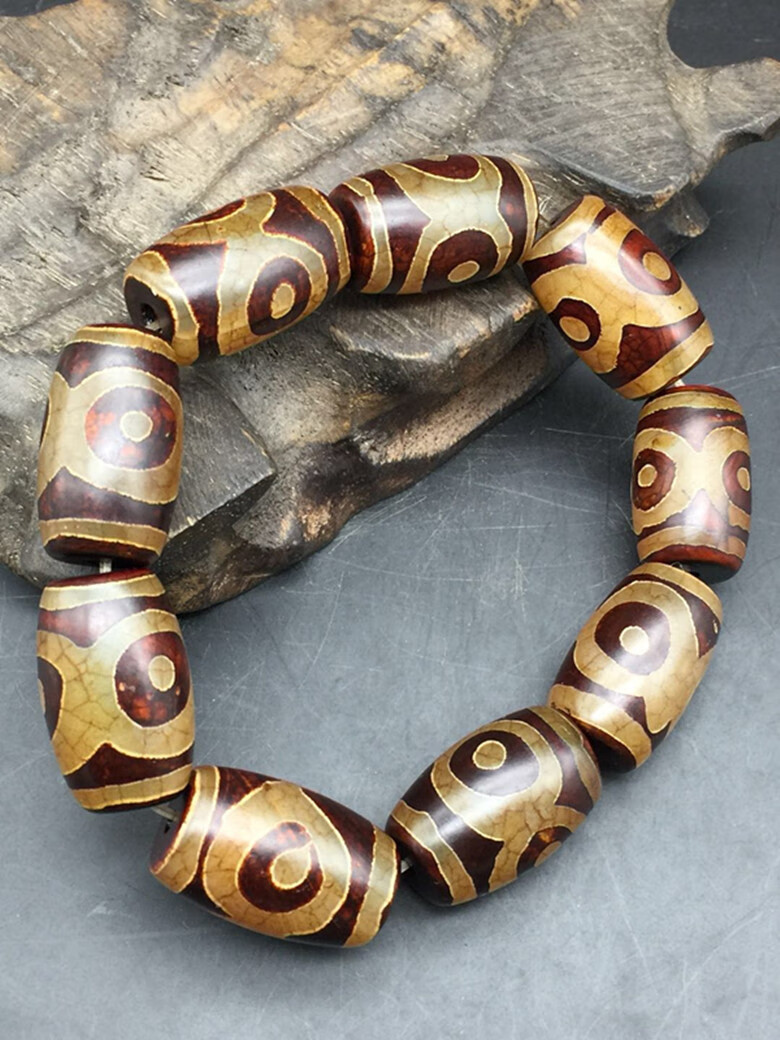 鼎盛福三眼天珠天眼手串 一线药师天珠手链天然玉髓玉石玛瑙男西藏