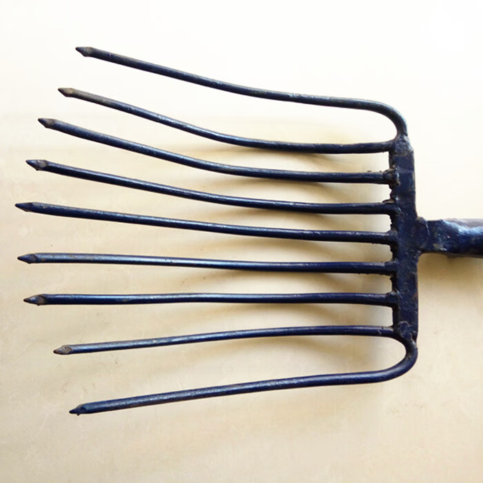 实心九齿叉全钢翻地加粗钢筋粪叉子农用石子叉九股叉草叉钢叉铁叉 九