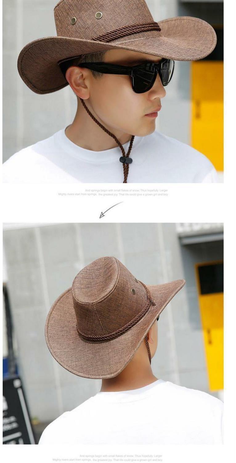 俞兆林西部牛仔帽户外草帽男夏天海边沙滩帽西部牛仔帽子男士登山太阳