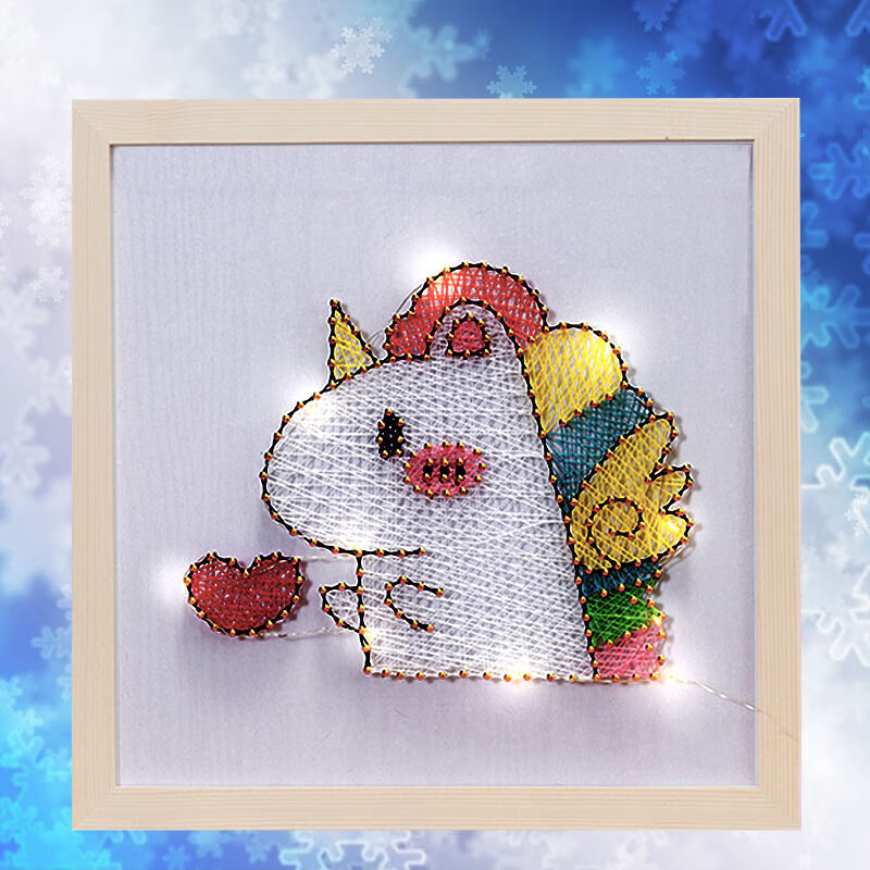 图钉画绕线图钉子画diy绕线生日快乐手工制作立体弦丝创意缠绕画