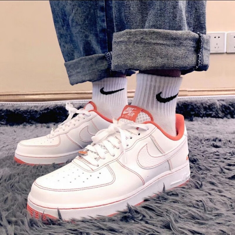 nike耐克1 af1 洛克公园白橙色空军一号板鞋女 cw1575-100 洛克