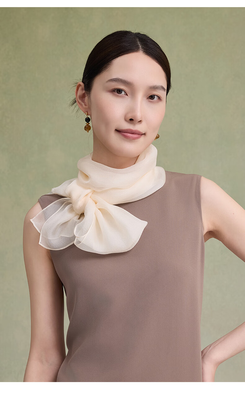 Shanghai Story Women's 100% Mulberry Silk Solid Color Pearl Yarn Long Scarf Chiffon Shawl Valentine's Day Gift for Girlfriend 12