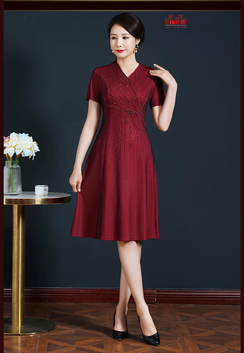 嫁女儿结婚妈妈装礼服年轻洋气高端小个子喜婆婆婚宴装夏天连衣裙酒