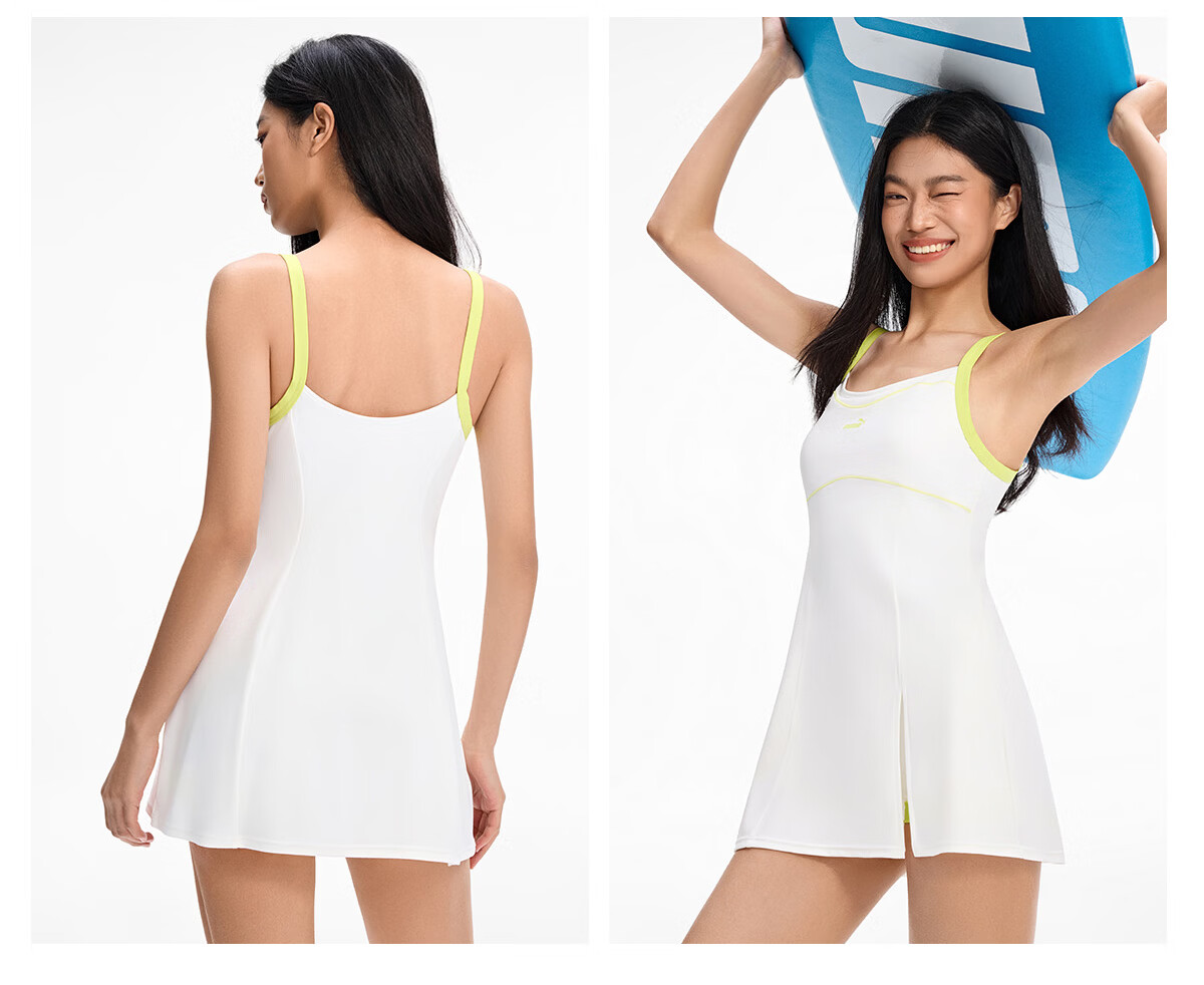 PUMA Women's One-Piece Swimsuit Dress, Conservative, Slimming, Plus Size, Suitable for Curvy Girls, Swimwear for Hot Springs And Beach 31