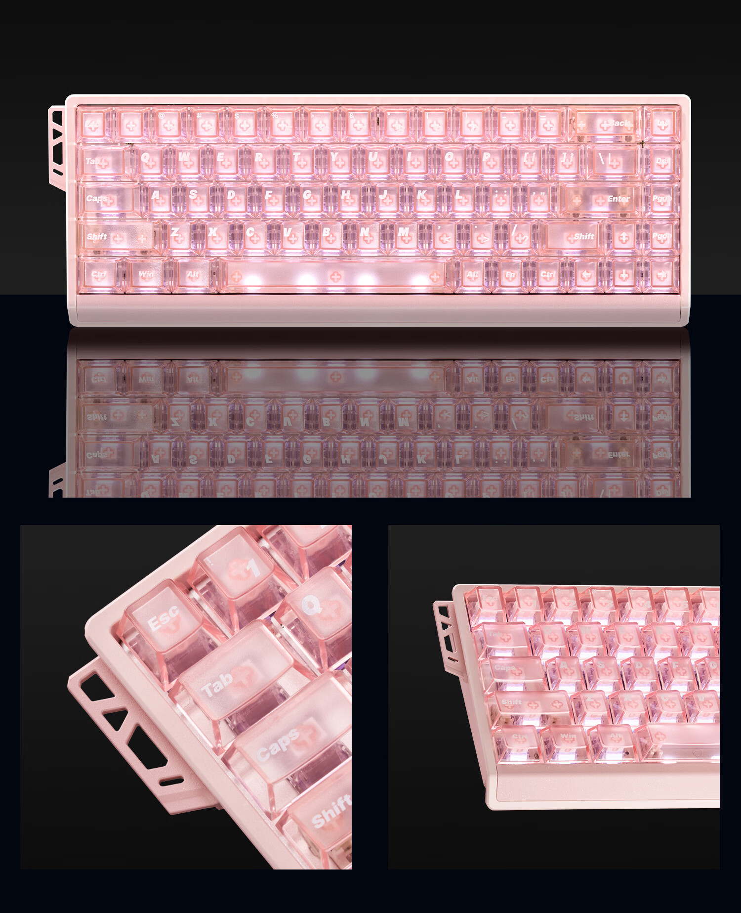 ATK68RX Magnetic Switch Keyboard Wired Single Mode Customized Esports Valorant Foggy Transparent Keycaps RT Mode 68-Key Gaming Office Mechanical Keyboard Pink - Mixed Yuan Switches 19