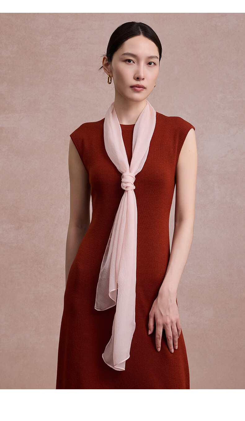 Shanghai Story Women's 100% Mulberry Silk Solid Color Pearl Yarn Long Scarf Chiffon Shawl Valentine's Day Gift for Girlfriend 14