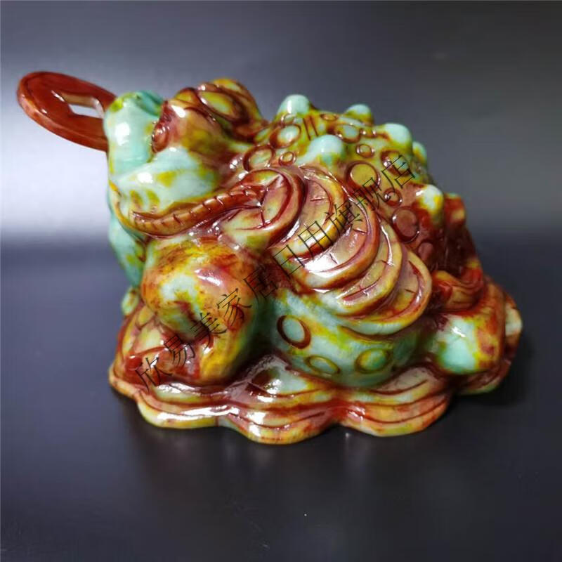 岫玉金蟾摆件玉石三脚蟾蜍办公室客厅玉器家居玉礼品 大号金蟾【图片