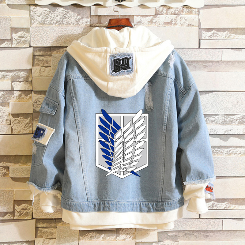 自由之翼衣服二次元cos服进击的巨人兵长卫衣潮男学生假两件外套 自由