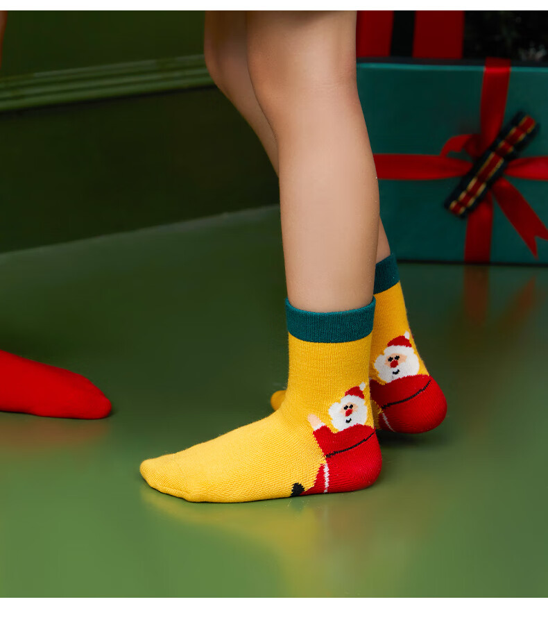 贝比儿童圣诞男袜子春秋婴儿袜子春夏纯棉女宝宝袜红色童袜中筒袜 m1