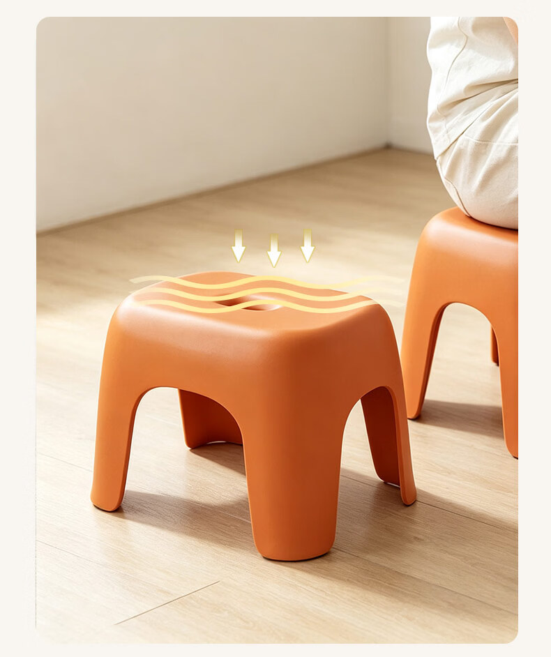 Youjialiangpin Plastic Small Stool, Durable And Non-Slip Household Low Stool, Bathroom Children's Bathing Stool, Small Orange Color 6