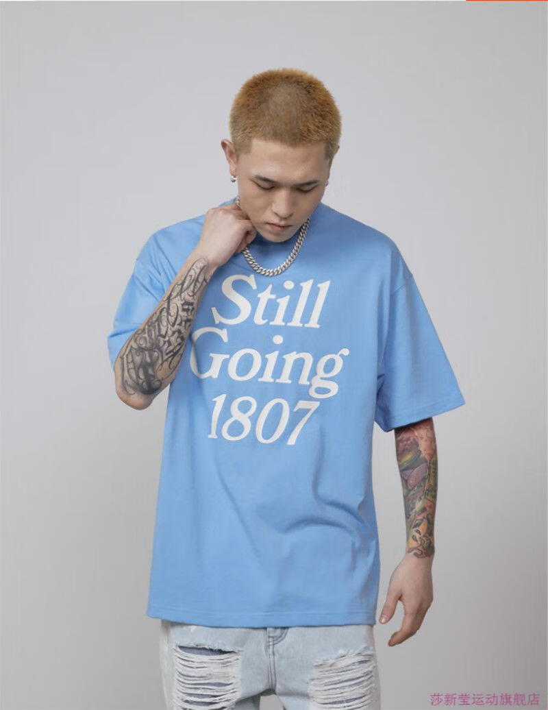 1807新款stillgoing印花多色短袖t恤男夏季宽松显瘦美式情侣百搭白色s