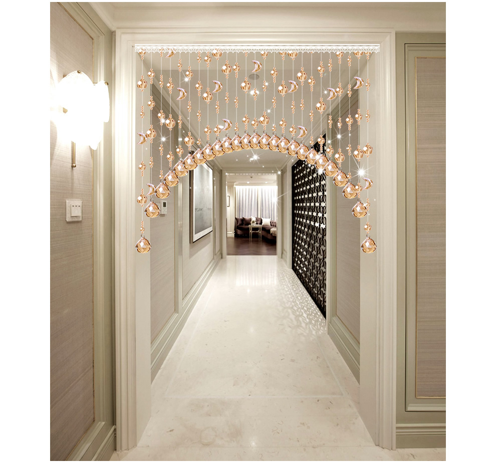 苏菲亚水晶珠帘门帘鞋柜挂帘客厅玄关月亮挂帘子 30条0.8米高