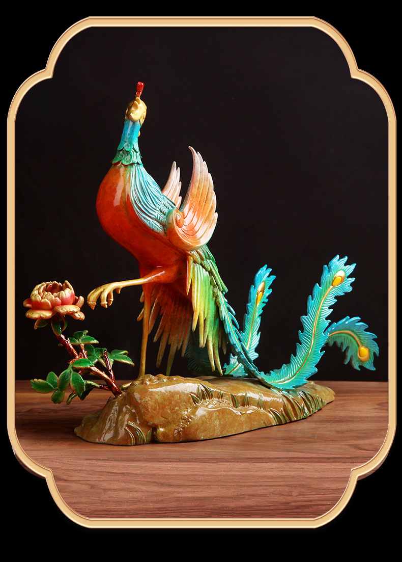 domir 《瑞凤呈祥》全铜凤凰摆件创意家居客厅办公室会场装饰店铺开业