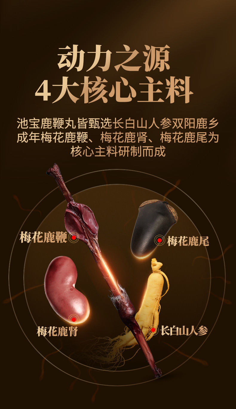 鹿鞭丸正宗鹿鞭膏丸梅花鹿鹿肾鹿鞭鹿尾人参鹿鞭丸长白山滋补品 1盒