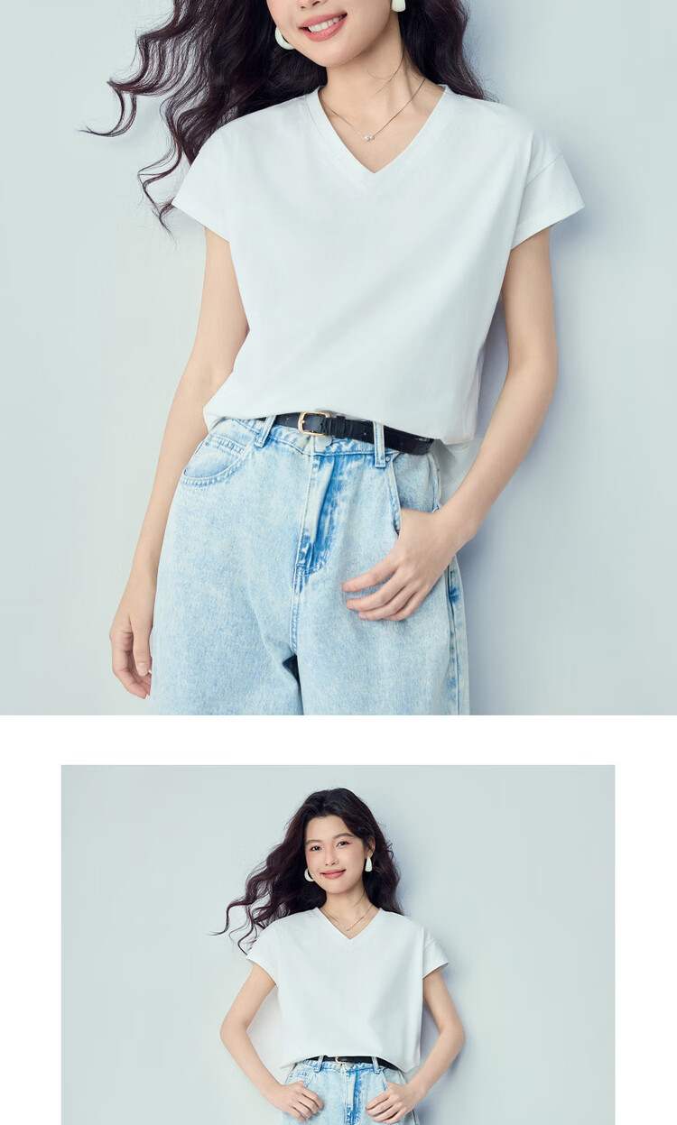 Giordano Women's T-Shirt 2026 Summer New Black Technology Cooling Antibacterial V-Neck Short Sleeve Top 05326399 18