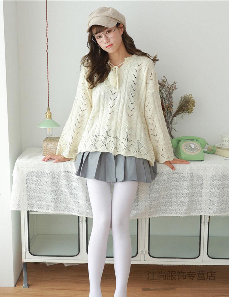 女萝莉洛丽塔白色丝袜子萌妹学生连裤袜夏秋款 日系-黑色 均码-(体重