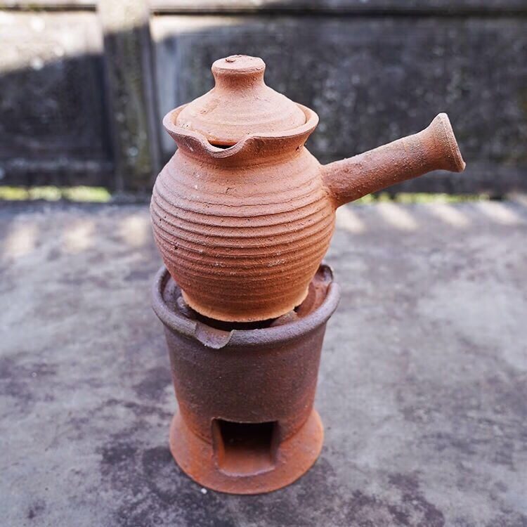 德国艾姆希(amx)烤茶罐 土陶罐煮茶手工云南粗陶侧把烤茶罐土陶公道杯