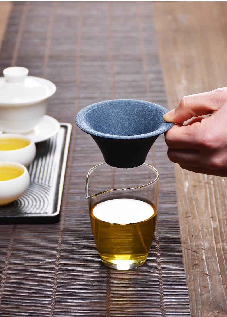 无孔茶漏氧化铝矿石泡茶滤网茶叶过滤器创意茶隔功夫茶具配件 无孔
