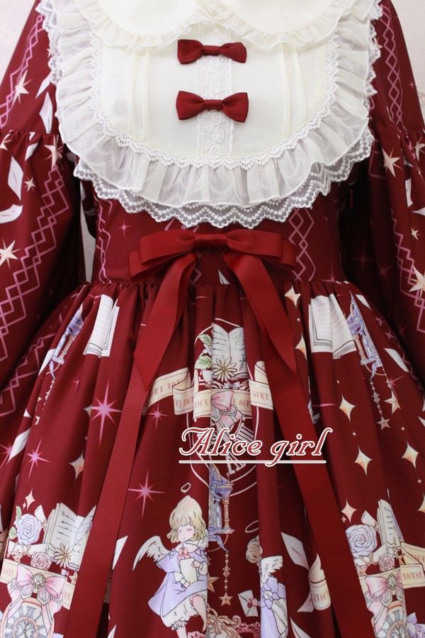 alicegirl原创款lolita天使柄木耳边木耳边木耳边长袖连衣裙浅蓝色s全