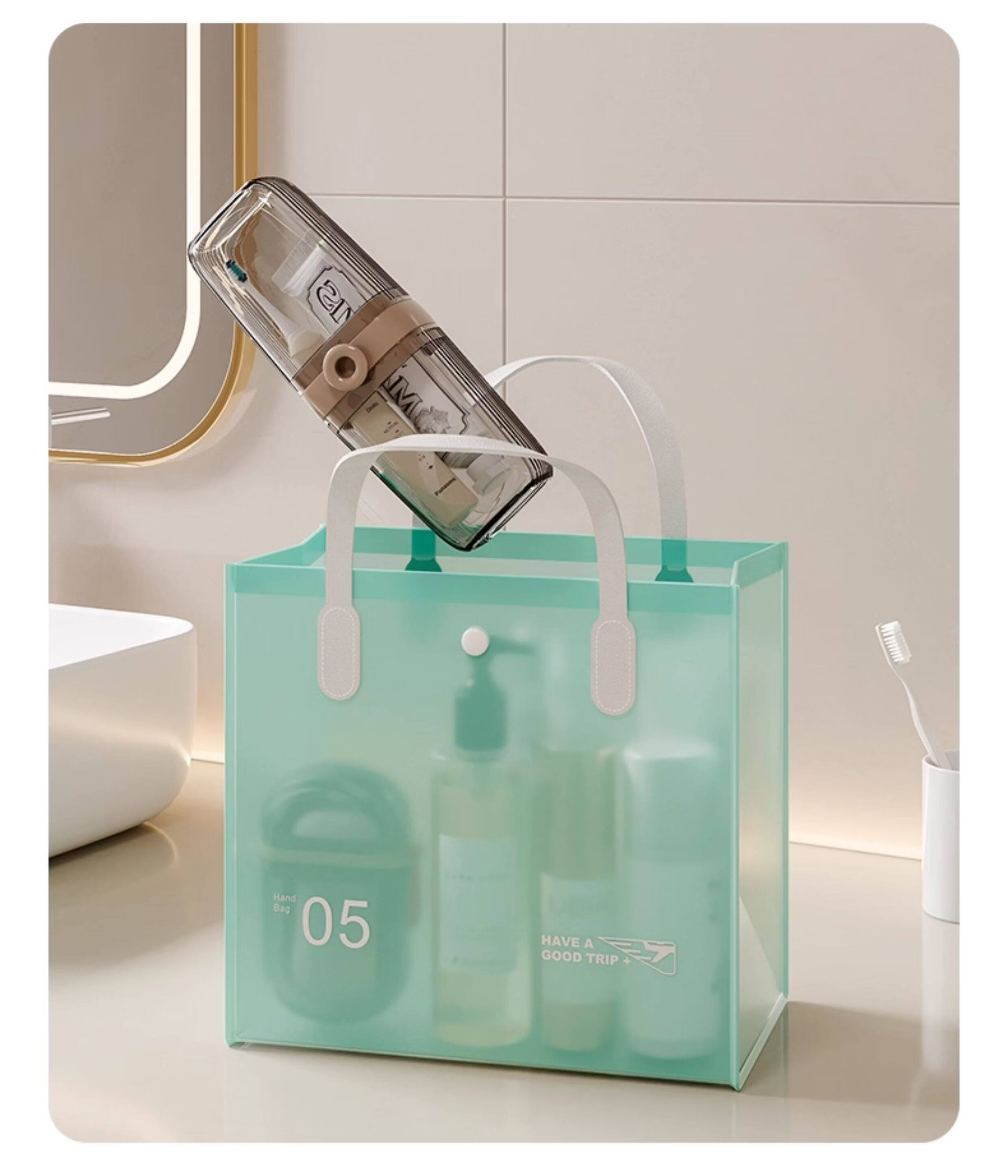 BDO Cup Toothbrush Holder, Desktop Bathroom Student Dormitory Mouthwash Cup Brushing Cup Tooth Cup Storage Set, Multi-Compartment Storage, Thickened Shatterproof Indoor Toiletry Set, Back-To Seaso 5