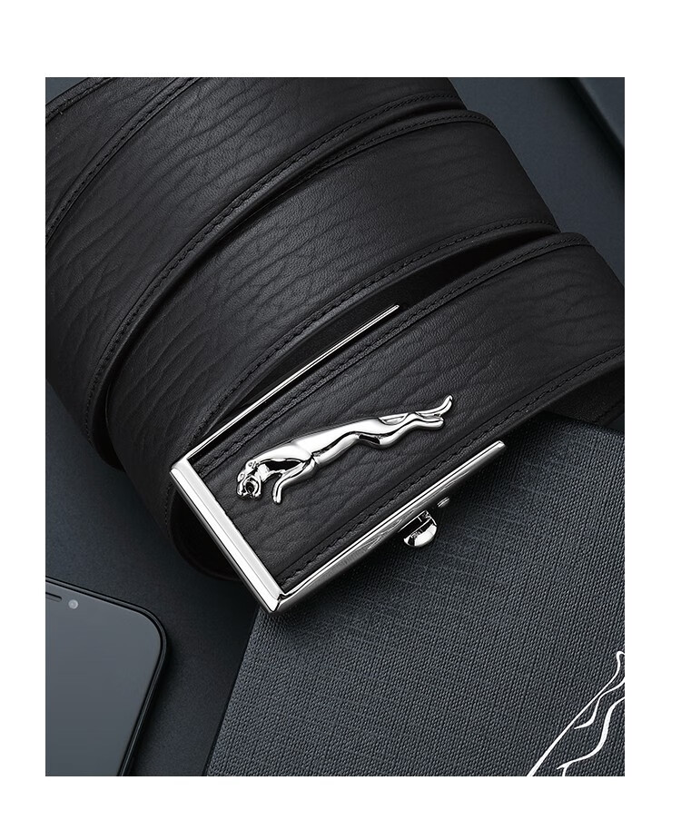 jaguar捷豹 男士皮带男海狮纹真皮奢侈品腰带内穿高端裤带自动扣稀有