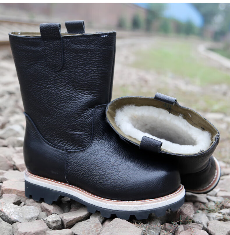 度大棉靴东北户外雪地靴牛皮蒙古高筒皮毛一体羊毛毡靴子男防寒棉鞋冬