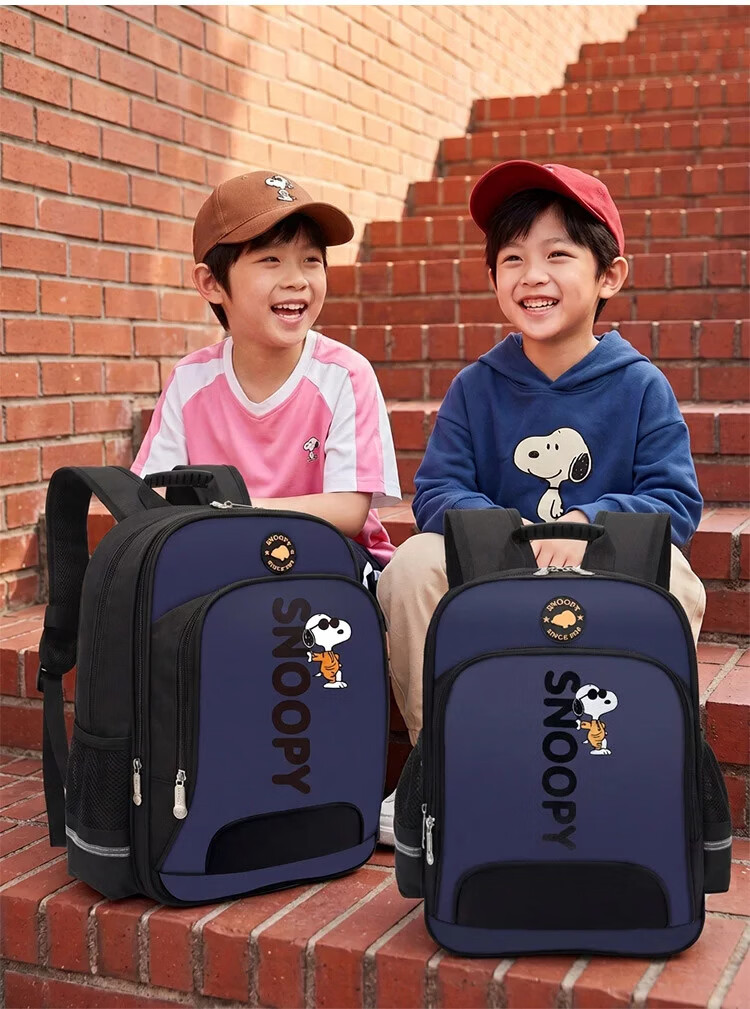 SNOOPY Children's Backpack, Boys And Girls Elementary School Students Grades 1-3 Lightweight Cartoon Backpack for Older Students, Light Blue 8