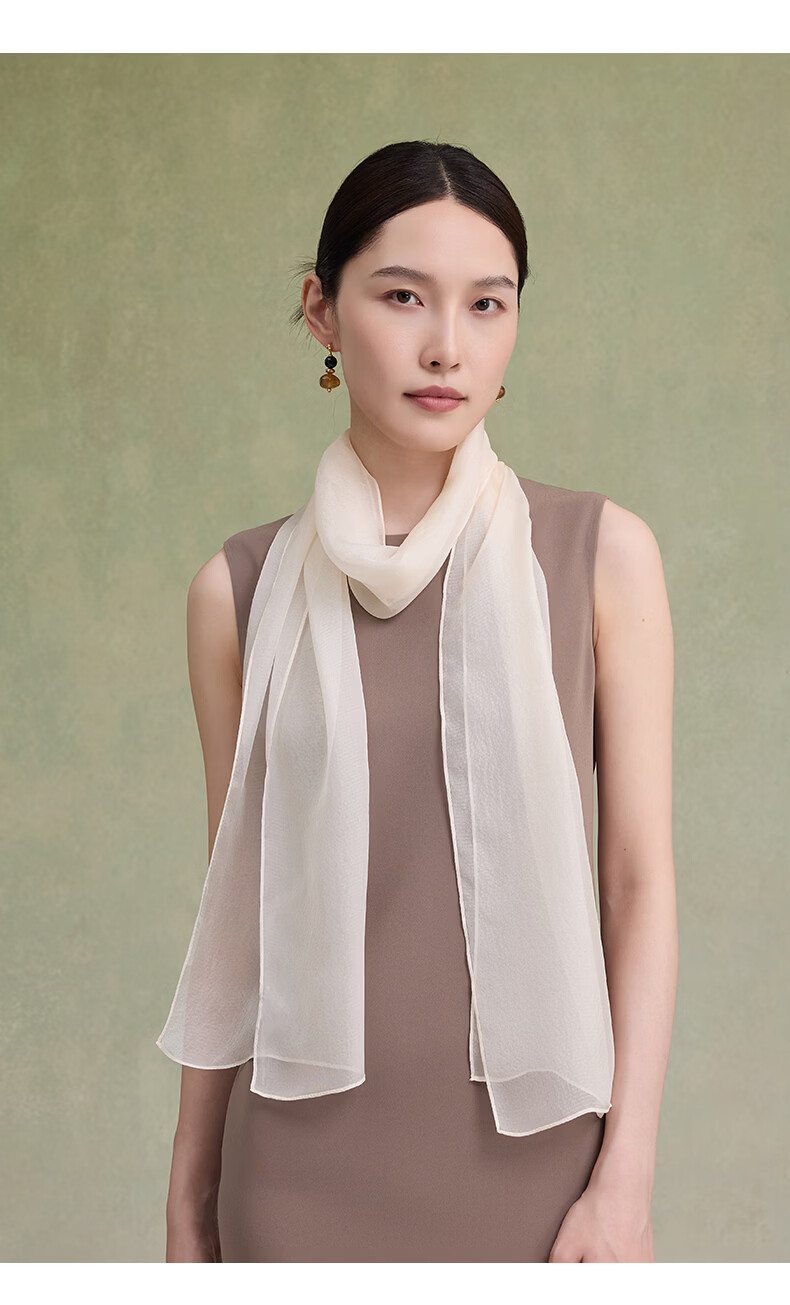 Shanghai Story Women's 100% Mulberry Silk Solid Color Pearl Yarn Long Scarf Chiffon Shawl Valentine's Day Gift for Girlfriend 11