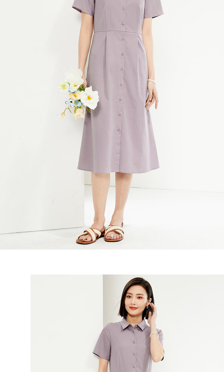 Giordano Women's Summer Lyocell Shirt Dress, Waist-Cinched, Short Sleeve, Collared Dress 05465314 15