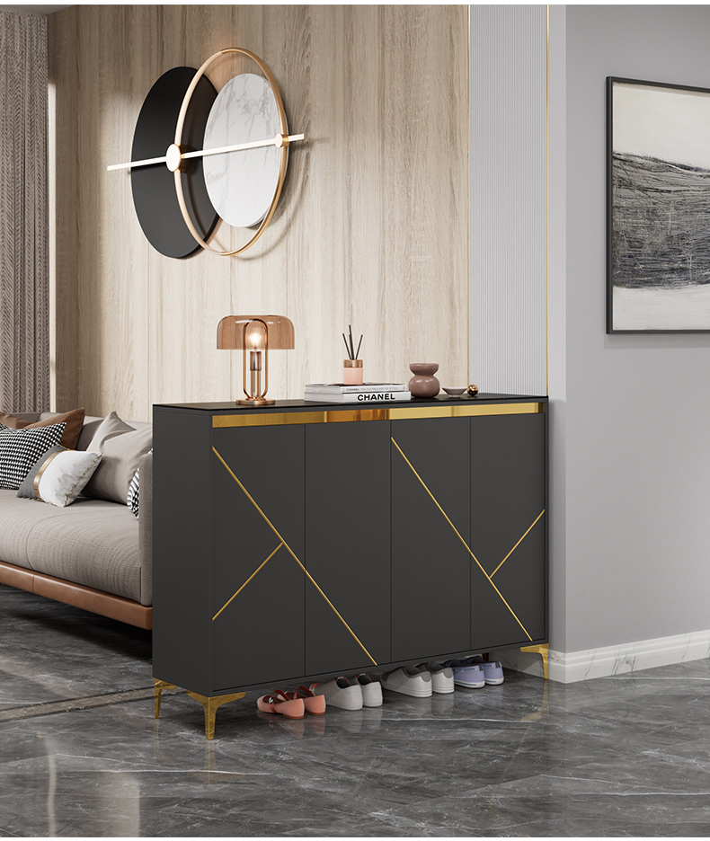轻奢岩板鞋柜2022新款进门家用门口双面隔断柜客厅现代简约门厅玄关柜