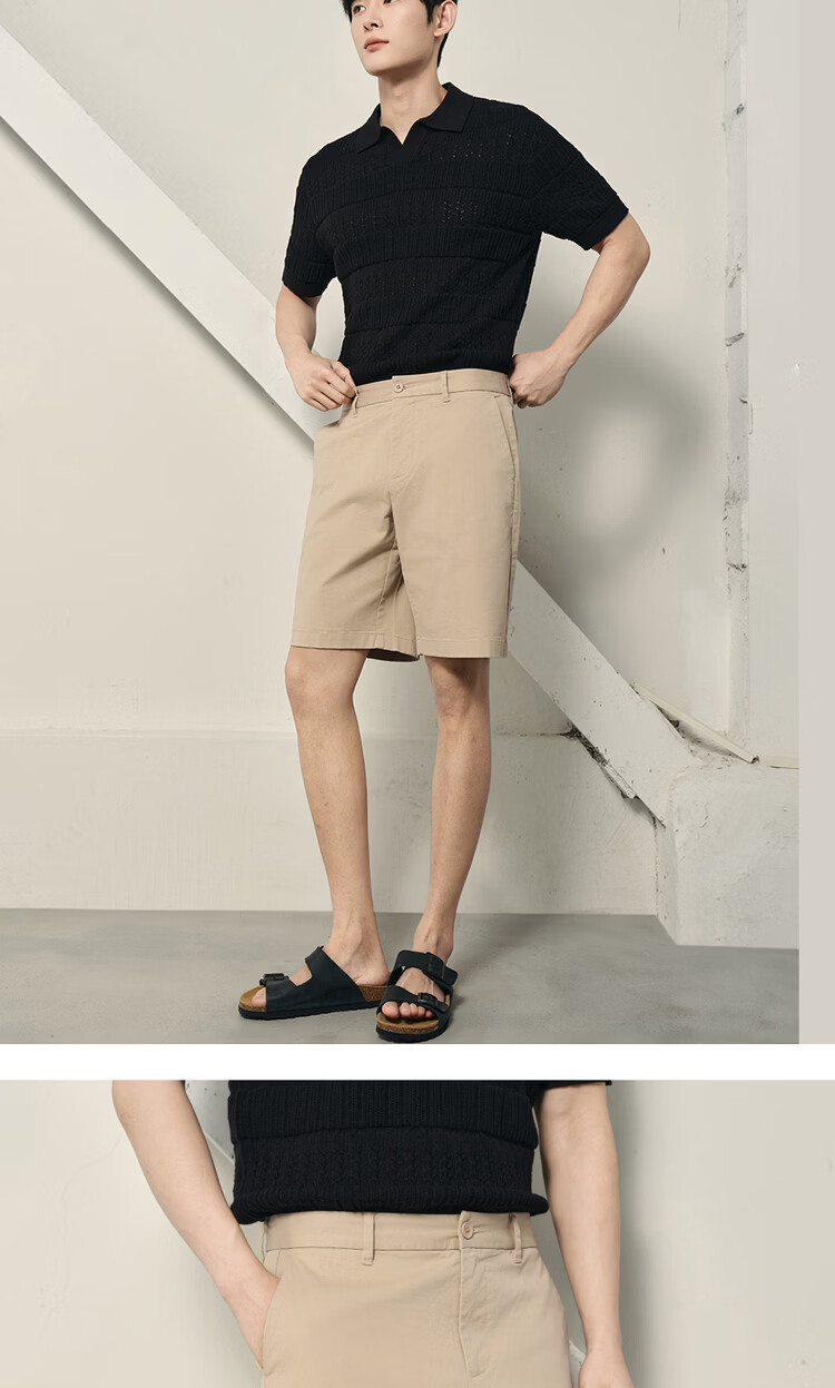 Giordano Men's 2026 Summer Elastic Cotton Mid-Low Waist Casual Shorts Korean Style 01106596 14